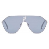 Fendi - FF Match - Oversized Shield Sunglasses - Palladium Blue - Sunglasses - Fendi Eyewear