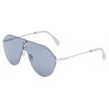 Fendi - FF Match - Oversized Shield Sunglasses - Palladium Blue - Sunglasses - Fendi Eyewear