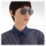 Fendi - FF Match - Oversized Shield Sunglasses - Palladium Blue - Sunglasses - Fendi Eyewear