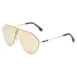 Fendi - FF Match - Oversized Shield Sunglasses - Light Gold - Sunglasses - Fendi Eyewear