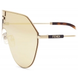 Fendi - FF Match - Oversized Shield Sunglasses - Light Gold - Sunglasses - Fendi Eyewear