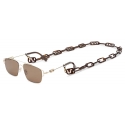 Fendi - Fendi O’Lock - Occhiali da Sole Rettangolare - Oro Marrone - Occhiali da Sole - Fendi Eyewear