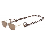 Fendi - Fendi O’Lock - Rectangular Sunglasses - Gold Brown - Sunglasses - Fendi Eyewear