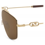 Fendi - Fendi O’Lock - Occhiali da Sole Pilota - Oro Marrone - Occhiali da Sole - Fendi Eyewear