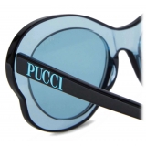 Emilio Pucci - Occhiali da Sole Rotondi - Blu Ceruleo Nero - Occhiali da Sole - Emilio Pucci Eyewear