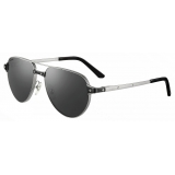 Cartier - Pilot - Platinum Black Grey Lenses - Santos de Cartier Collection - Sunglasses