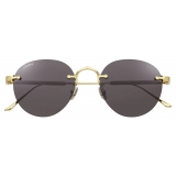 Cartier - Round - Gold Gray - Signature C de Cartier Collection - Sunglasses - Cartier Eyewear