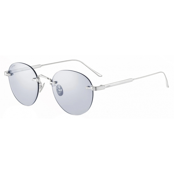 Cartier - Round - Platinum Blue Photochromic Lenses - Signature C de Cartier Collection - Sunglasses - Cartier Eyewear