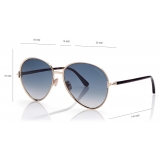 Tom Ford - Rio Sunglasses - Occhiali da Sole Pilota - Oro Rosa Blu - FT1028 - Occhiali da Sole - Tom Ford Eyewear