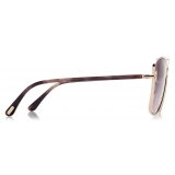 Tom Ford - Fern Sunglasses - Occhiali da Sole Squadrati - Oro Rosa Sfumato - FT1029 - Occhiali da Sole - Tom Ford Eyewear