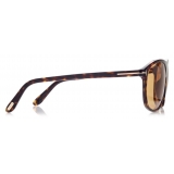 Tom Ford - Prescott Sunglasses - Occhiali da Sole Pilota - Havana Scuro - FT1027 - Occhiali da Sole - Tom Ford Eyewear