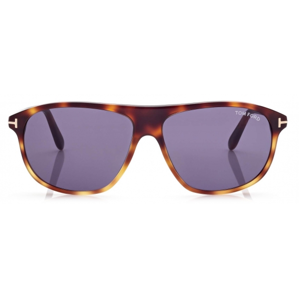 Tom Ford - Prescott Sunglasses - Occhiali da Sole Pilota - Havana Scuro Blu - FT1027 - Occhiali da Sole - Tom Ford Eyewear