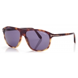 Tom Ford - Prescott Sunglasses - Pilot Sunglasses - Dark Havana Blue - FT1027 - Sunglasses - Tom Ford Eyewear