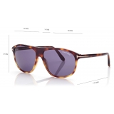 Tom Ford - Prescott Sunglasses - Occhiali da Sole Pilota - Havana Scuro Blu - FT1027 - Occhiali da Sole - Tom Ford Eyewear