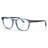 Tom Ford - Blue Block Round Opticals - Occhiali da Vista Rotondi - Blu - FT5868-B - Occhiali da Vista - Tom Ford Eyewear