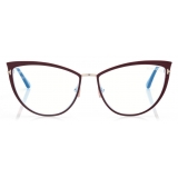 Tom Ford - Blue Block Cat Eye Opticals - Occhiali da Vista Cat Eye - Rosso - FT5877-B - Occhiali da Vista - Tom Ford Eyewear