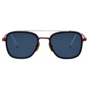 Thom Browne - Titanium Square Aviator Sunglasses - Blue Matte Red White - Thom Browne Eyewear