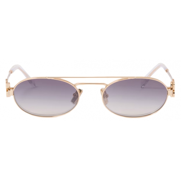 Miu Miu - Miu Miu Logo Collection Sunglasses - Oval - Gold 