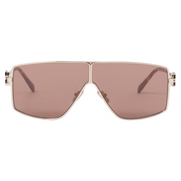 Miu Miu - Miu Miu Logo Collection Sunglasses - Geometric - Pale Gold Tobacco - Sunglasses - Miu Miu Eyewear