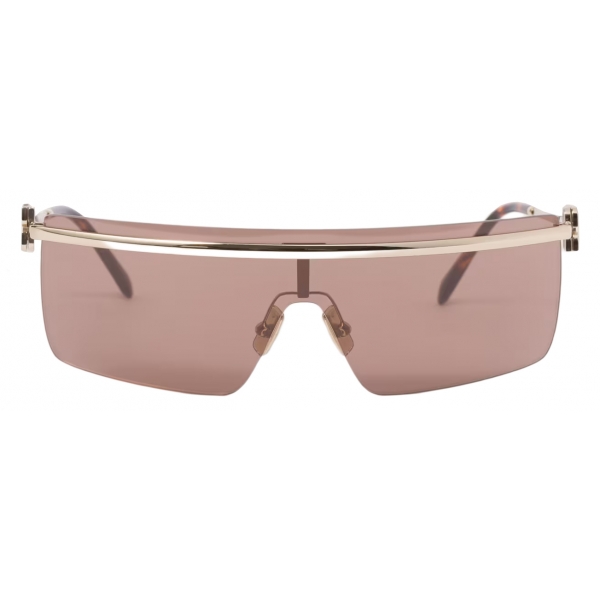 Miu Miu - Miu Miu Logo Collection Sunglasses - Shield - Pale Gold Tobacco - Sunglasses - Miu Miu Eyewear
