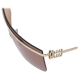 Miu Miu - Occhiali Miu Miu Logo Collection - Maschera - Oro  Pallido Tabacco - Occhiali da Sole - Miu Miu Eyewear