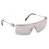 Miu Miu - Miu Miu Logo Collection Sunglasses - Shield - Pale Gold Grey Mirror - Sunglasses - Miu Miu Eyewear