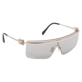 Miu Miu - Occhiali Miu Miu Logo Collection - Maschera - Oro  Pallido Grigio Specchiato - Occhiali da Sole - Miu Miu Eyewear