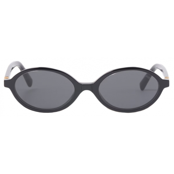 Miu Miu - Miu Miu Regard Collection Sunglasses - Oval - Black Slate Gray - Sunglasses - Miu Miu Eyewear