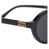 Miu Miu - Miu Miu Regard Collection Sunglasses - Oval - Black Slate Gray - Sunglasses - Miu Miu Eyewear