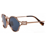 Miu Miu - Miu Miu Logo Collection Sunglasses - Shield - Rose Gold Blue - Sunglasses - Miu Miu Eyewear