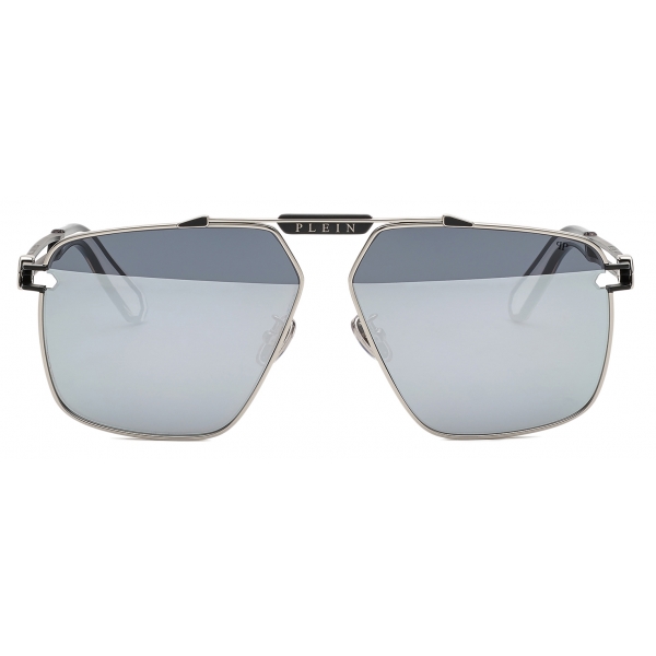 Philipp Plein - Aviator Silver Plein Seventies Sunglasses - Shiny Palladium - Sunglasses - Philipp Plein Eyewear