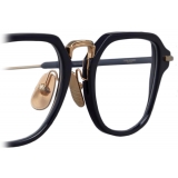 Thom Browne - Occhiali da Vista Rettangolare in Acetato e Titanio - Navy Oro - Thom Browne Eyewear