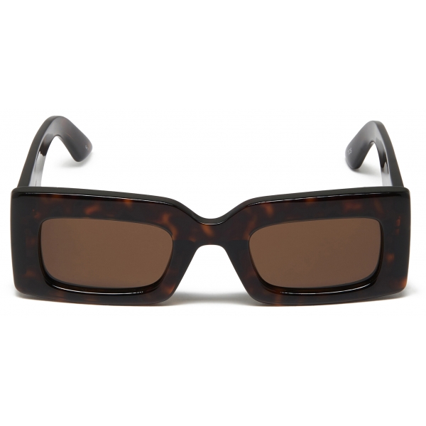 Alexander McQueen - Women's Bold Rectangular Sunglasses - Brown Havana - Alexander McQueen Eyewear
