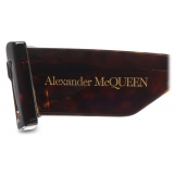 Alexander McQueen - Women's Bold Rectangular Sunglasses - Brown Havana - Alexander McQueen Eyewear