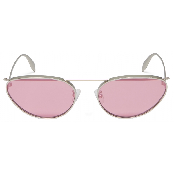 Alexander McQueen - Women's Front Piercing Cat-eye Sunglasses - Silver - Alexander McQueen Eyewear