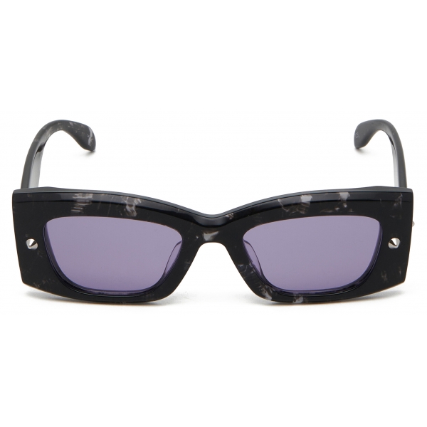 Alexander McQueen - Spike Studs Rectangular Sunglasses - Black Smoke - Alexander McQueen Eyewear