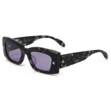 Alexander McQueen - Spike Studs Rectangular Sunglasses - Black Smoke - Alexander McQueen Eyewear
