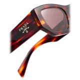 Prada - Prada Logo - Rectangular Sunglasses - Striped Briarwood - Prada Collection - Sunglasses - Prada Eyewear