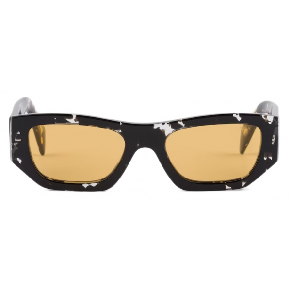 Prada - Prada Logo - Rectangular Sunglasses - Crystal Black Tortoiseshell Yellow - Prada Collection - Sunglasses
