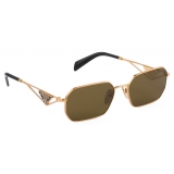 Prada - Prada Triangle Logo - Rectangular Sunglasses - Brushed Yellow Gold Loden - Prada Collection - Sunglasses