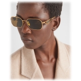 Prada - Prada Triangle Logo - Rectangular Sunglasses - Brushed Yellow Gold Loden - Prada Collection - Sunglasses