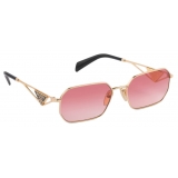 Prada - Prada Triangle Logo - Rectangular Sunglasses - Gold Pink - Prada Collection - Sunglasses - Prada Eyewear