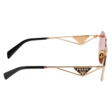 Prada - Prada Triangle Logo - Rectangular Sunglasses - Gold Pink - Prada Collection - Sunglasses - Prada Eyewear