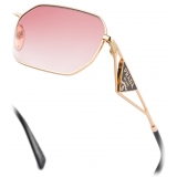 Prada - Prada Triangle Logo - Rectangular Sunglasses - Gold Pink - Prada Collection - Sunglasses - Prada Eyewear