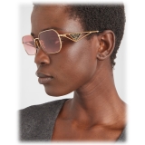 Prada - Prada Triangle Logo - Rectangular Sunglasses - Gold Pink - Prada Collection - Sunglasses - Prada Eyewear