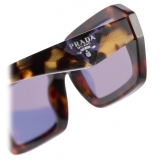 Prada - Prada Logo - Rectangular Sunglasses - Striped Briarwood Iris - Prada Collection - Sunglasses - Prada Eyewear