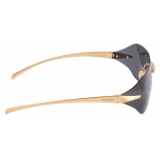 Prada - Prada Runway - Geometric Sunglasses - Brushed Yellow Gold Slate Gray - Prada Collection - Sunglasses