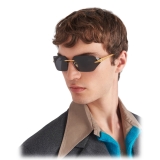 Prada - Prada Runway - Geometric Sunglasses - Brushed Yellow Gold Slate Gray - Prada Collection - Sunglasses