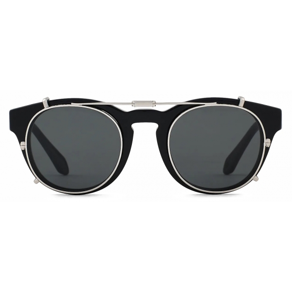 Giorgio Armani - Men’s Panto Sunglasses with Clip - Deep Black - Sunglasses - Giorgio Armani Eyewear
