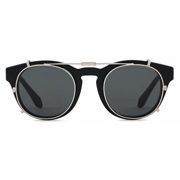 Giorgio Armani Men s Panto Sunglasses with Clip Deep Black